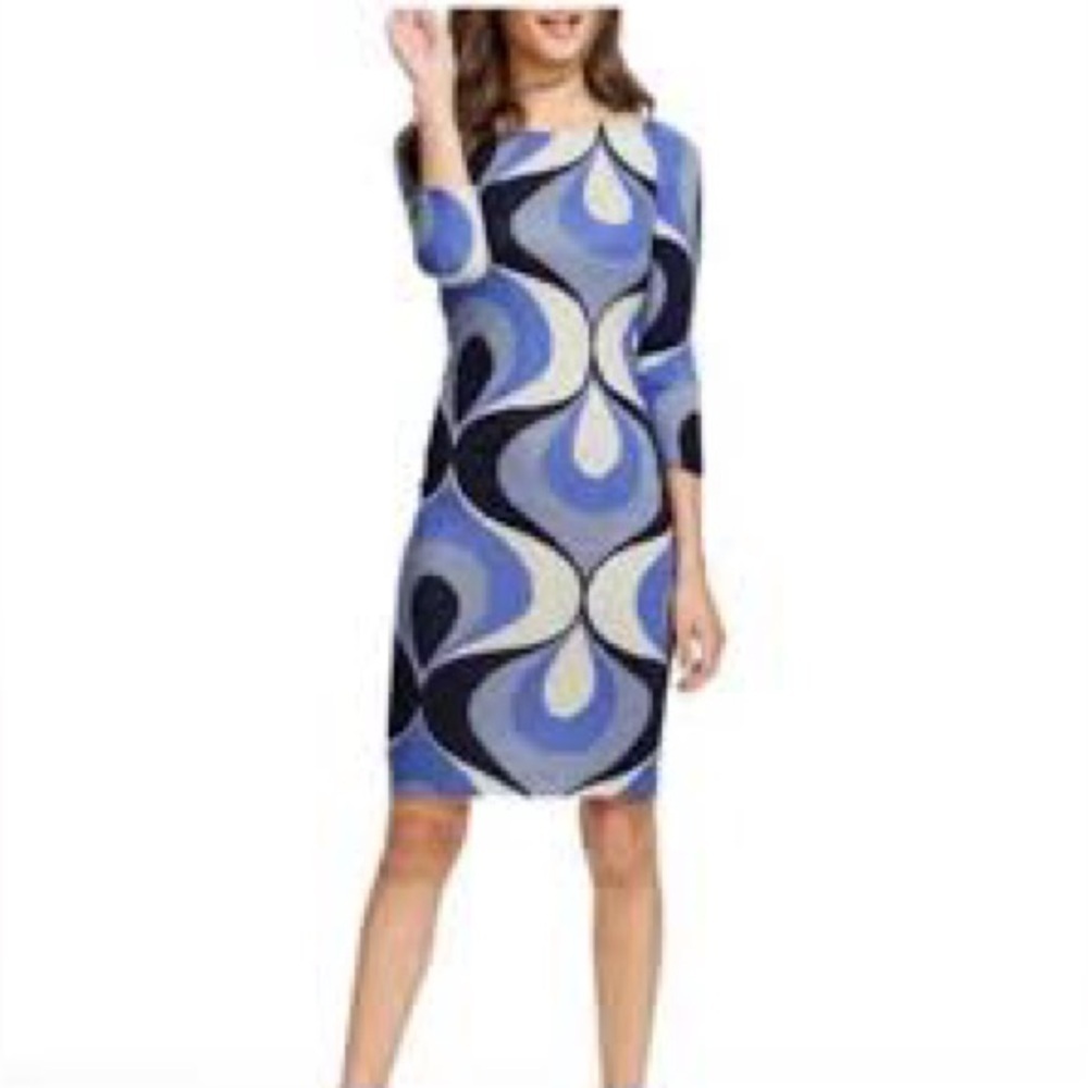 Boden mod swirl half sleeve knee length midi dress retro size 6 R - Picture 7 of 7